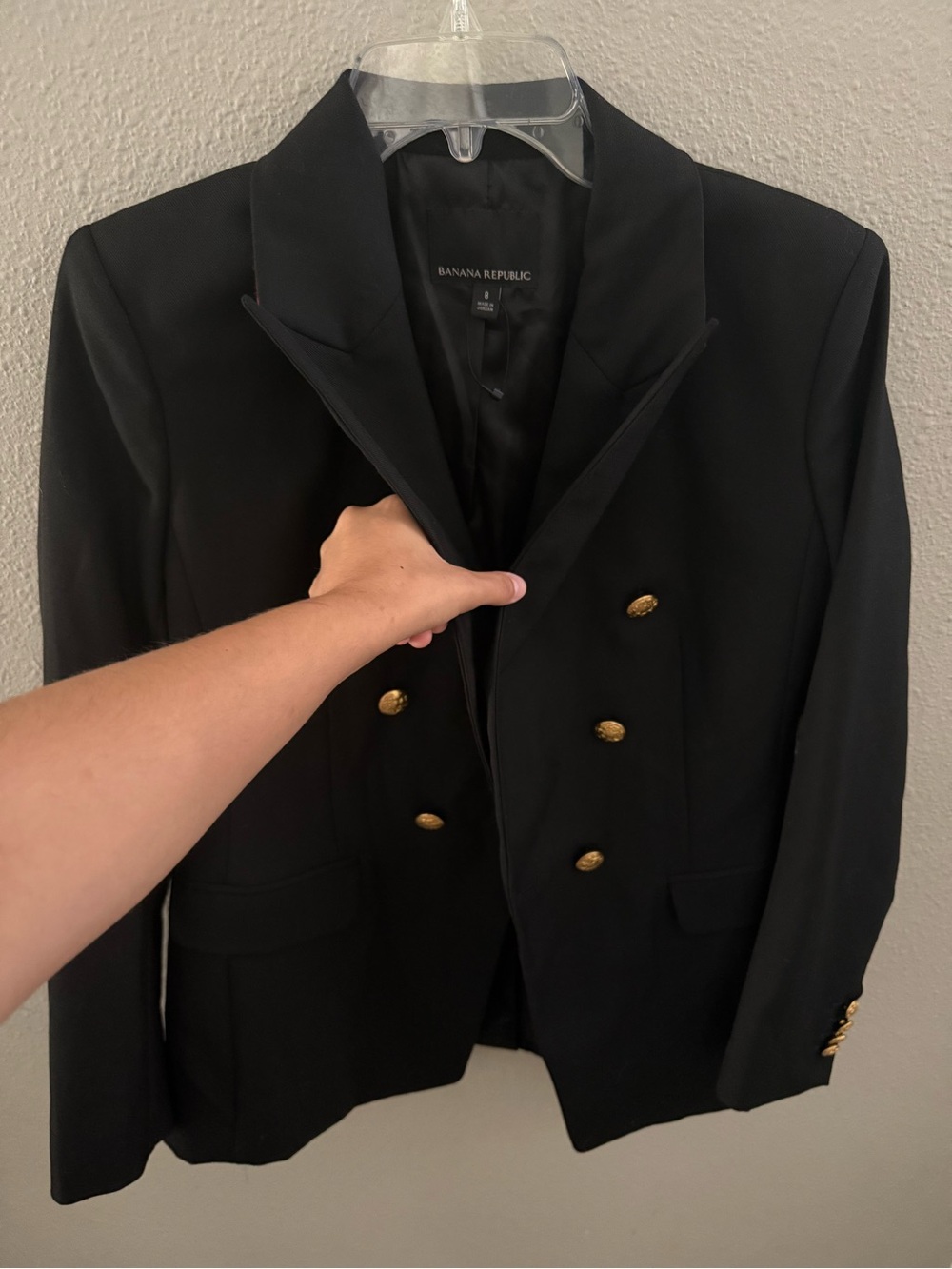 Banana Republic Black Double-Breasted Blazer with Gold Buttons